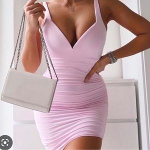 Asymmetric Plunge Neck Mini dress